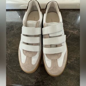 Veronica Beard White and Leopard Accent Sneakers